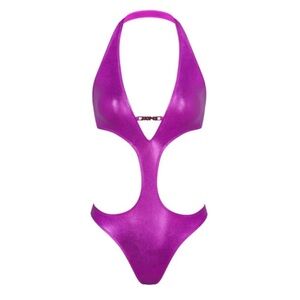 SKIMS Metallic Luquid Purple Monokini Swimsuit